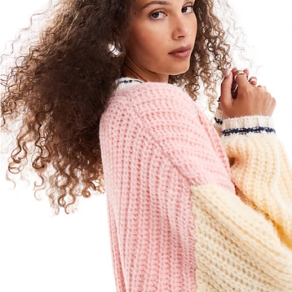 Vrg Grl Sweaters - Vrg Grl Franca Oversized Paneled Cardigan
